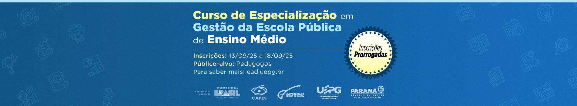 Banner - Curso de Especialização GEPEM - porrogação